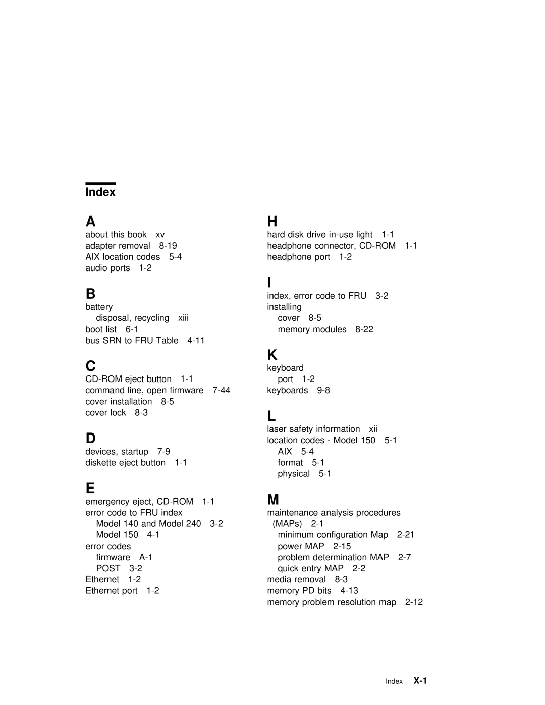 IBM SA38-0512-03 manual Index 