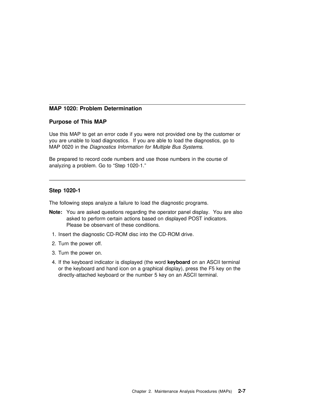 IBM SA38-0512-03 manual MAP 1020 Problem Determination Purpose of This MAP, Step 