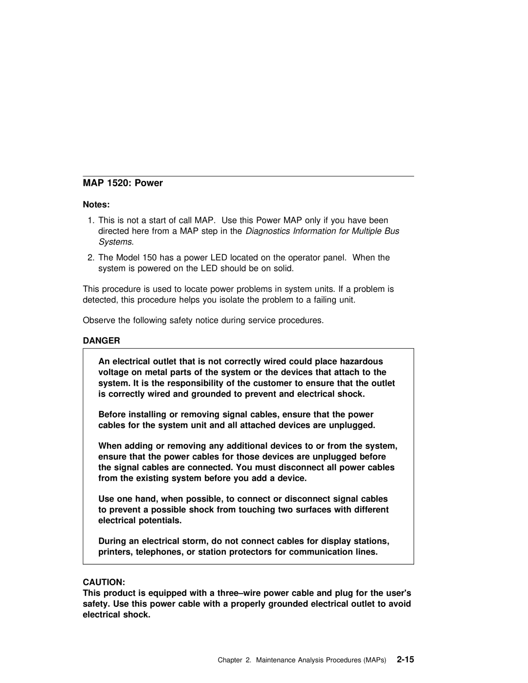 IBM SA38-0512-03 manual MAP 1520 Power 