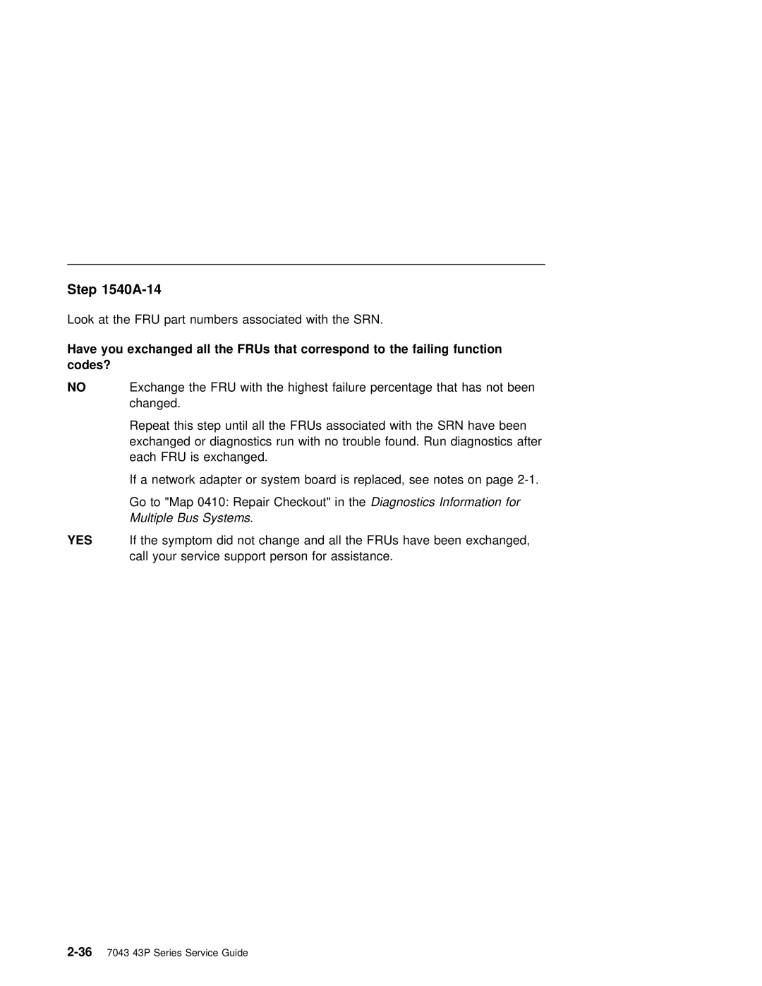 IBM SA38-0512-03 manual Look at the FRU part numbers associated with the SRN 