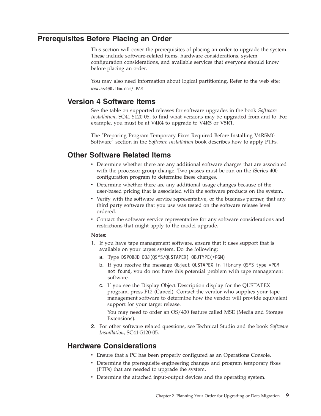 IBM SA41-5155-05 manual Prerequisites Before Placing an Order, Version 4 Software Items, Other Software Related Items 