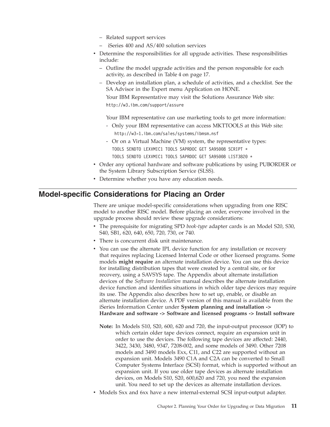 IBM SA41-5155-05 manual Model-specific Considerations for Placing an Order 