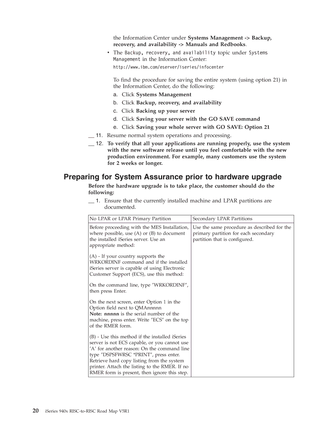 IBM SA41-5155-05 manual Preparing for System Assurance prior to hardware upgrade 