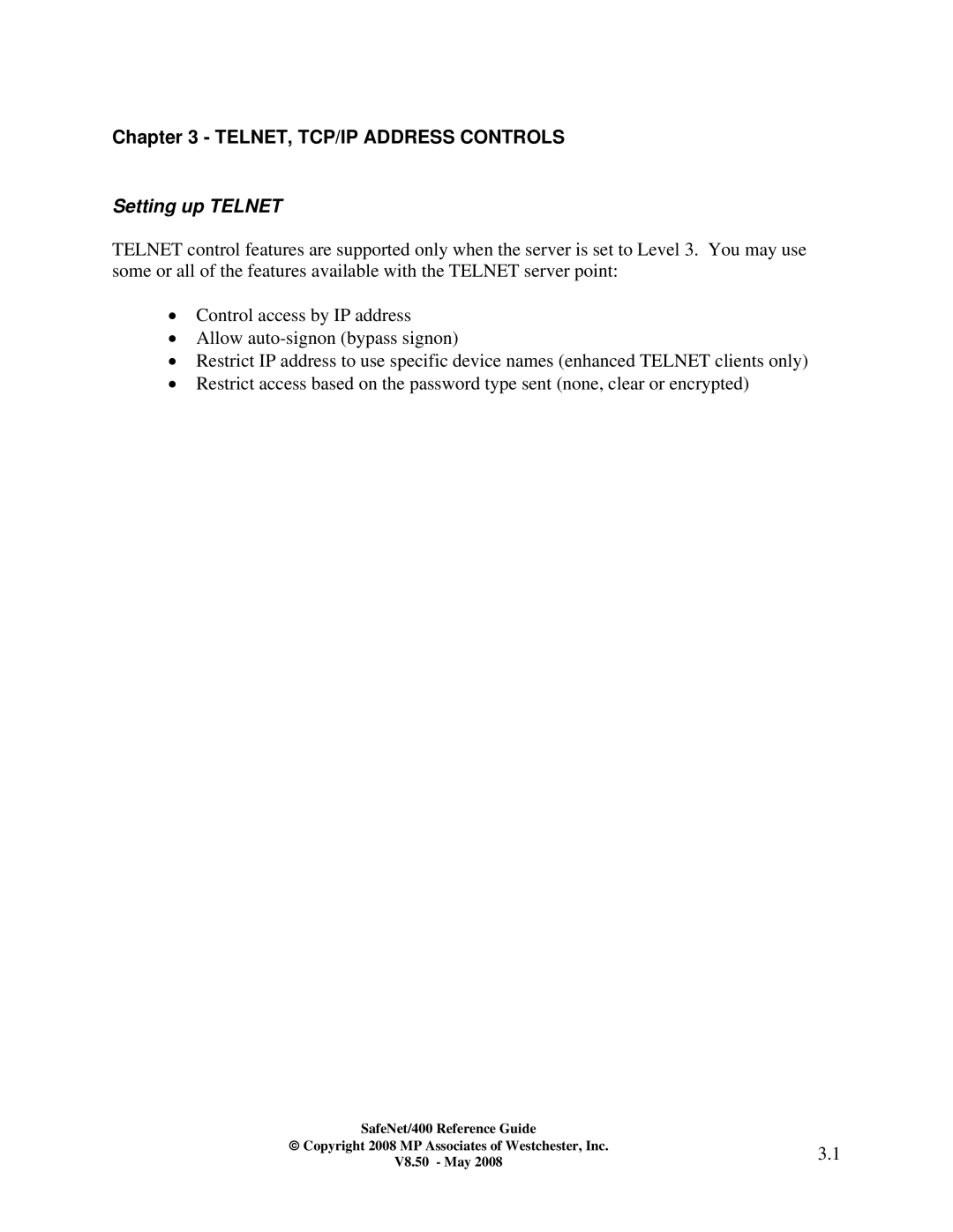 IBM Safenet/400 manual Setting up Telnet 