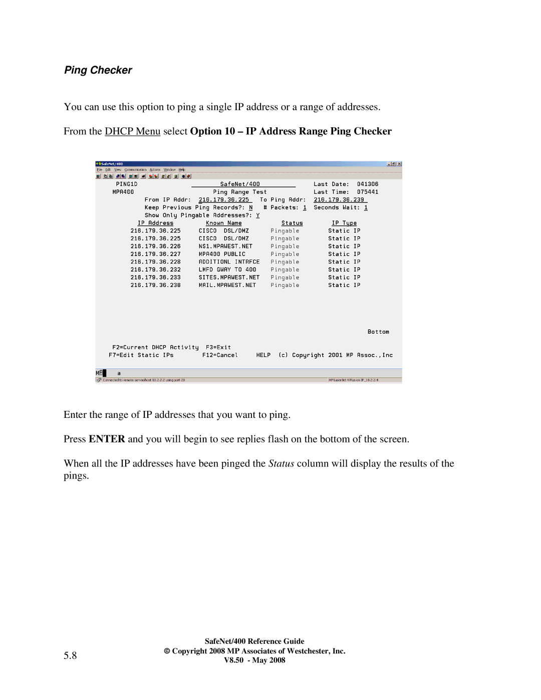 IBM Safenet/400 manual Ping Checker 