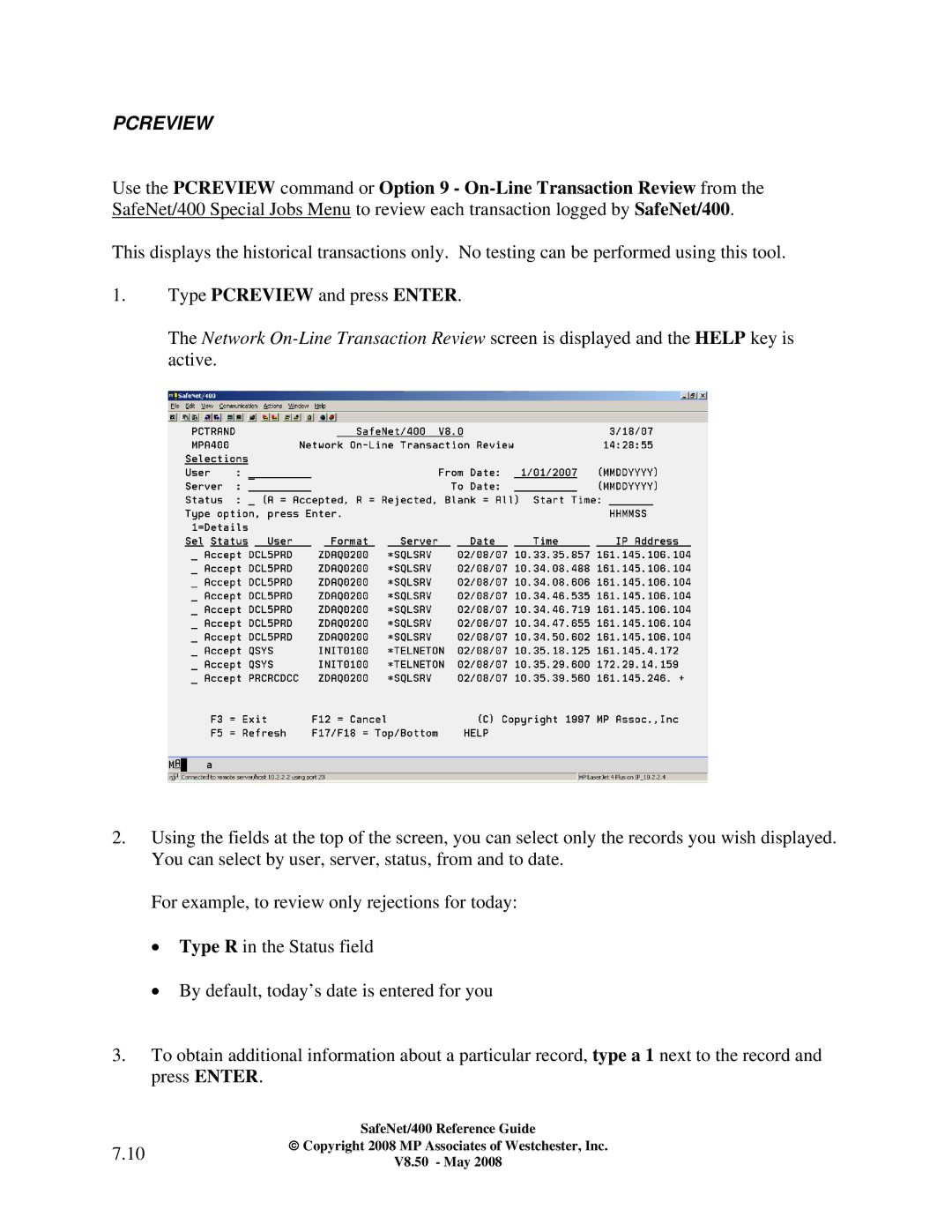 IBM Safenet/400 manual Pcreview 