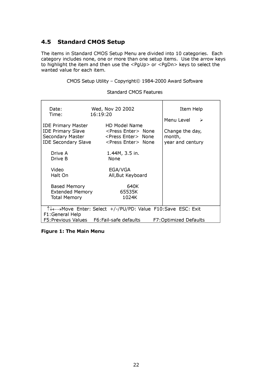 IBM SAGP-845EV user manual Standard Cmos Setup, Ega/Vga 