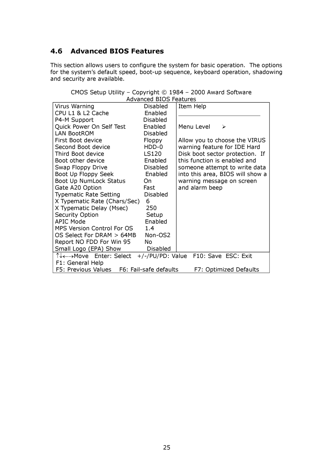 IBM SAGP-845EV user manual Advanced Bios Features 