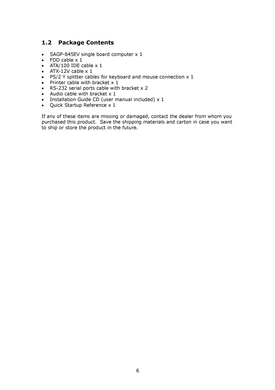 IBM SAGP-845EV user manual Package Contents 