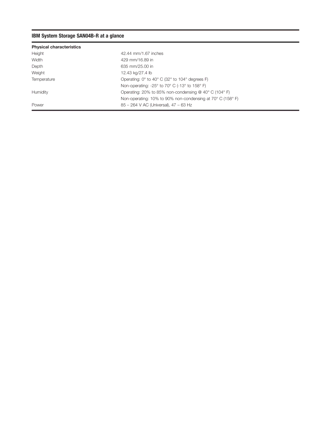 IBM SAN24B-R manual Physical characteristics 