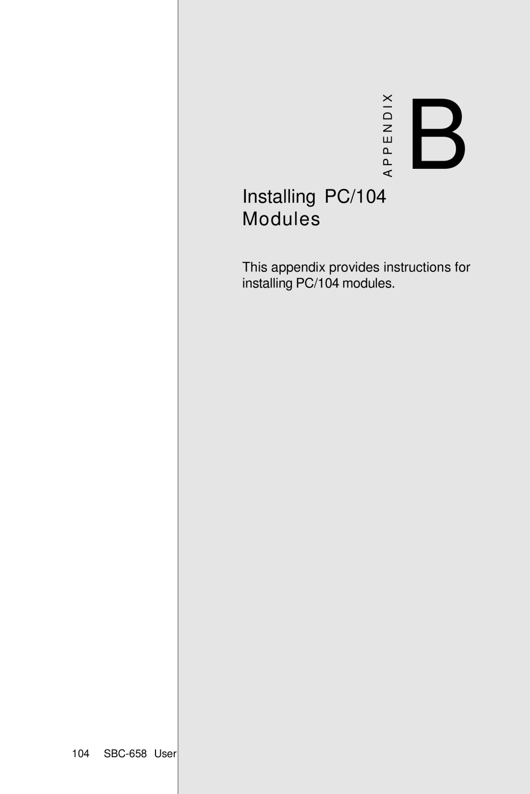 IBM SBC-658 manual Installing PC/104 Modules 