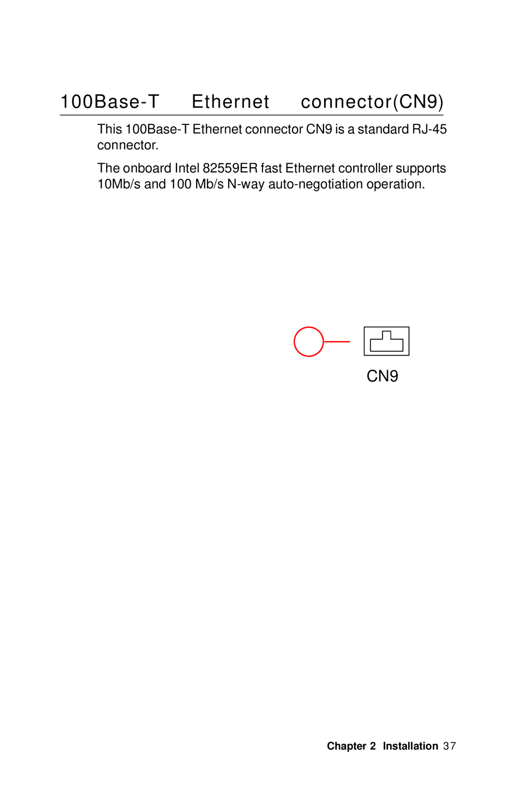 IBM SBC-658 manual 100Base-T Ethernet connector CN9 