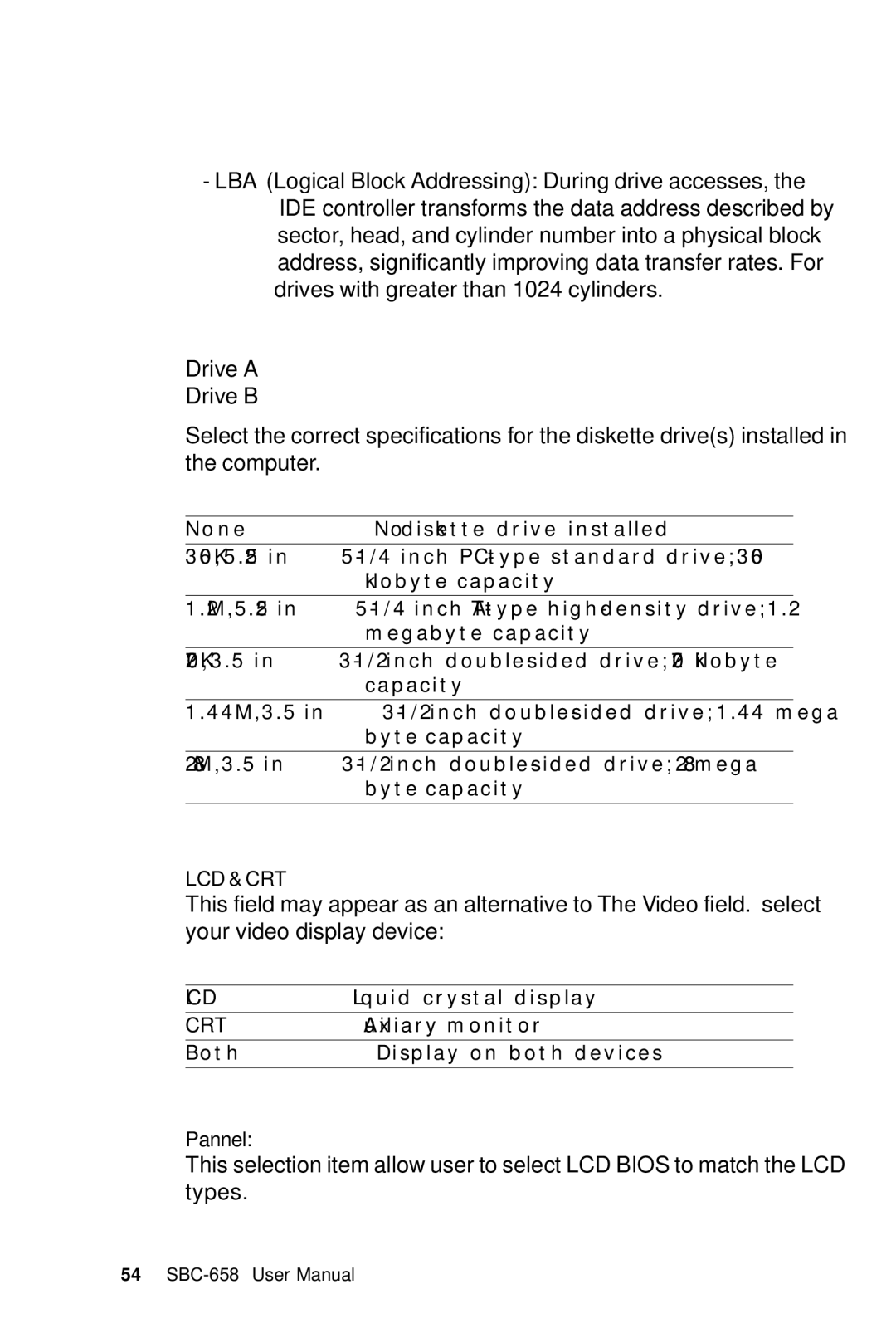 IBM SBC-658 manual Lcd & Crt 