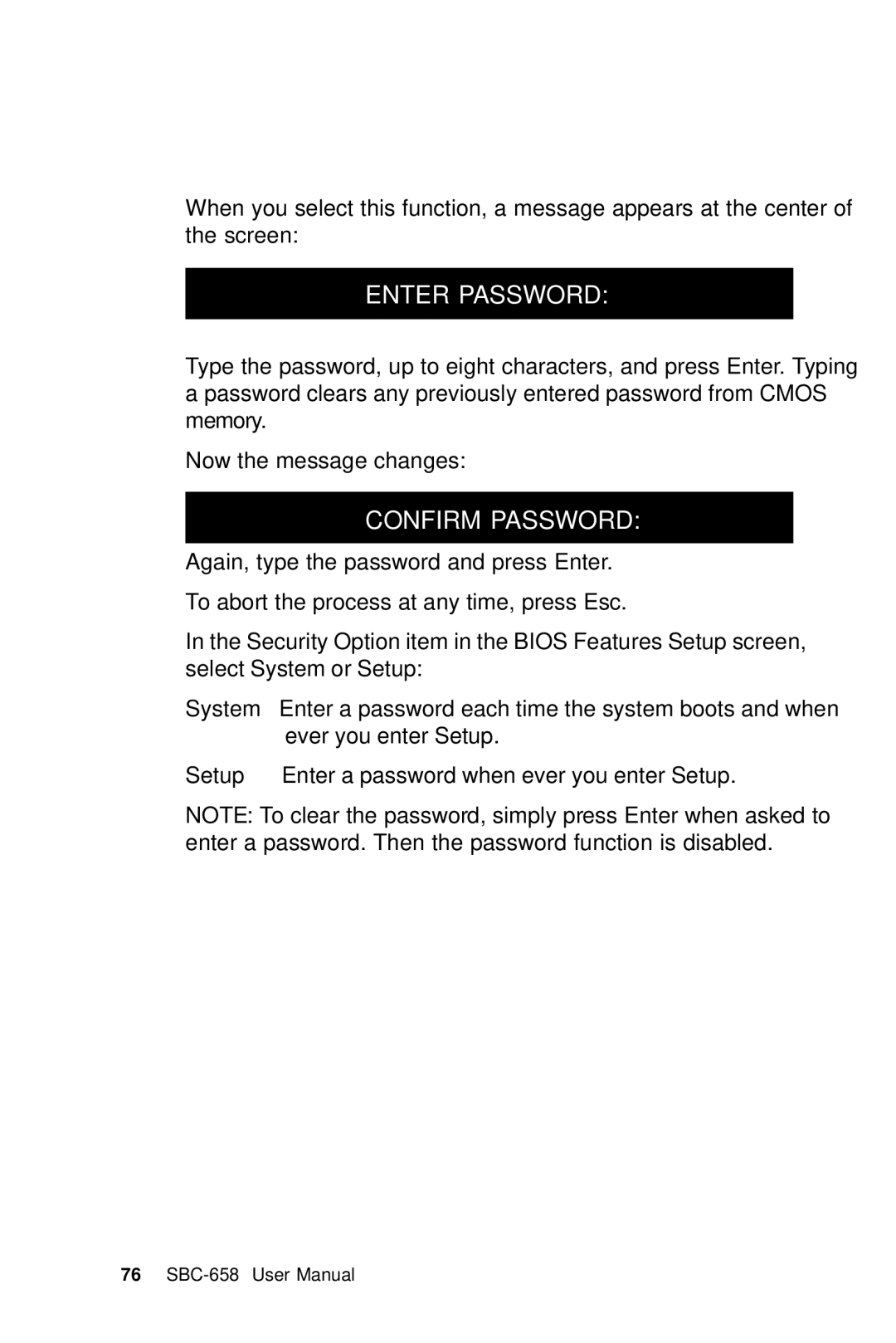 IBM SBC-658 manual Enter Password 