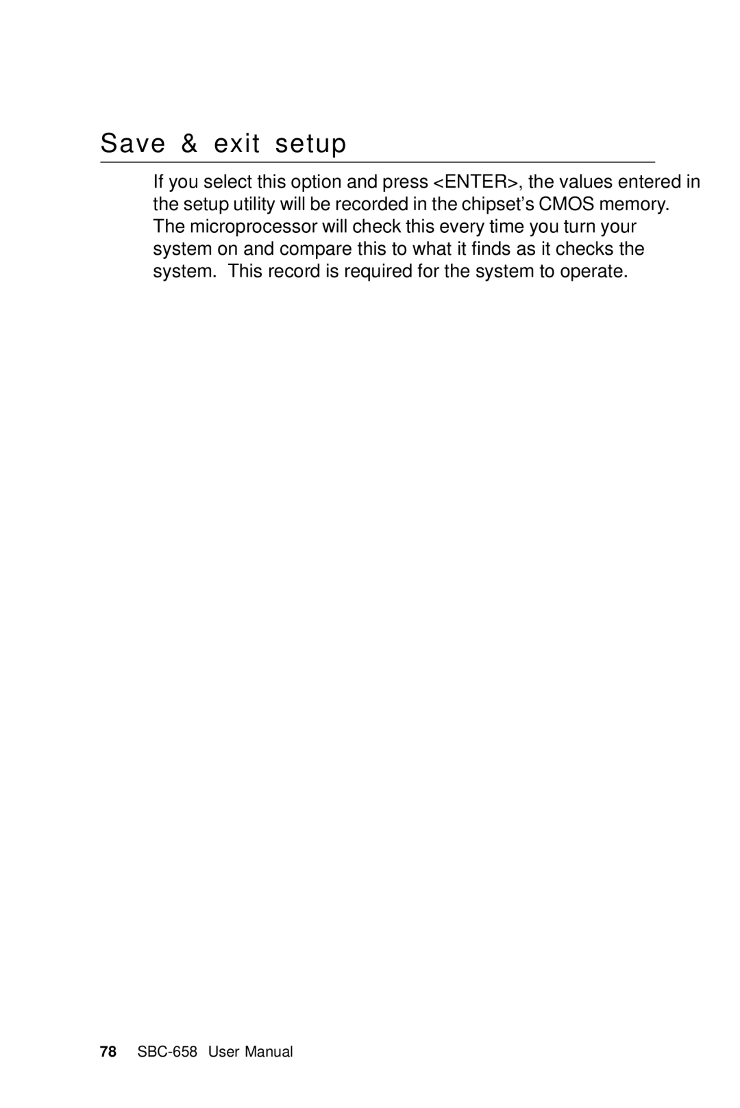 IBM SBC-658 manual Save & exit setup 