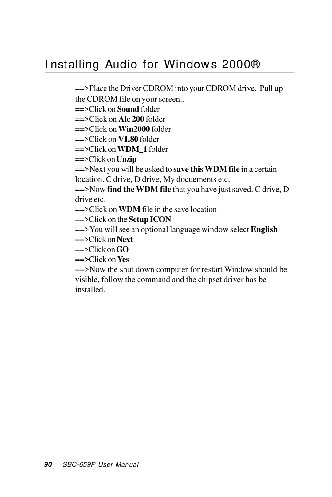 IBM SBC-659P manual Installing Audio for Windows 