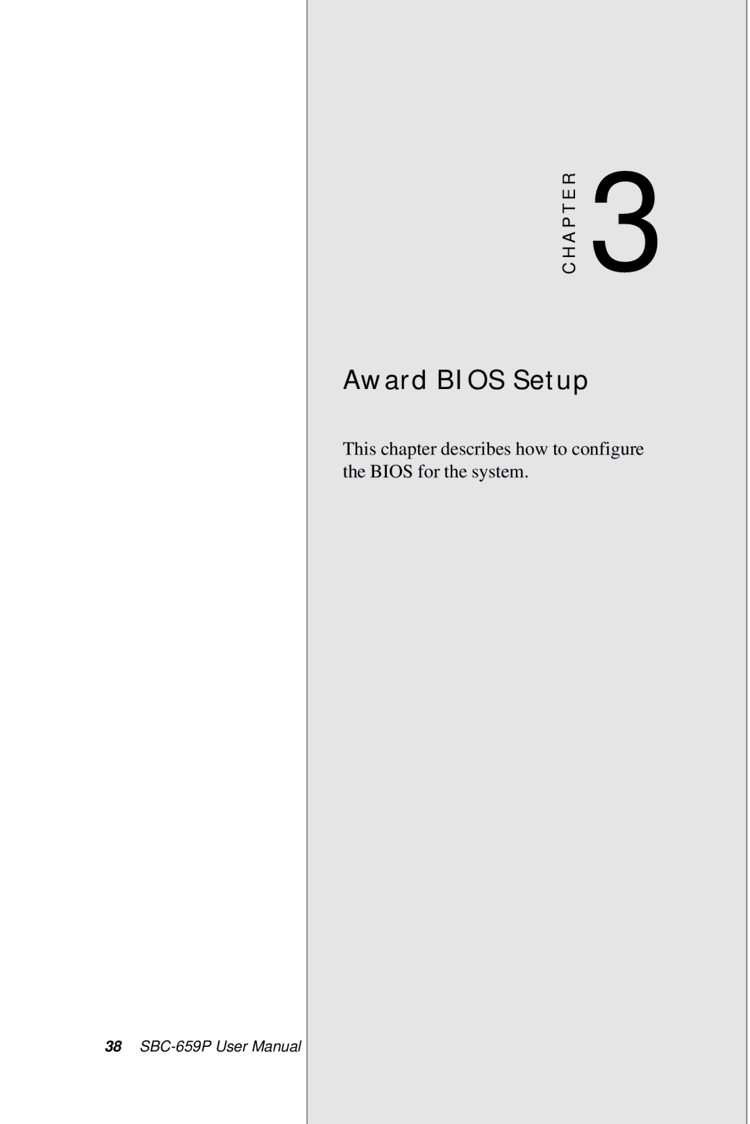 IBM SBC-659P manual Award Bios Setup 