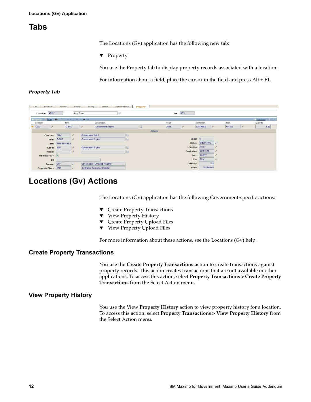 IBM SC23-8765-00 manual Locations Gv Actions 