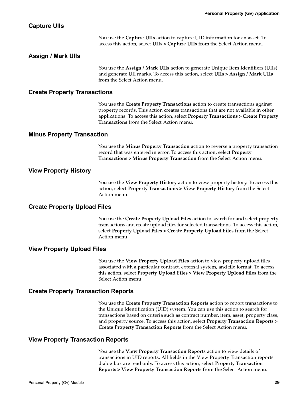 IBM SC23-8765-00 manual Minus Property Transaction, Create Property Transaction Reports, View Property Transaction Reports 