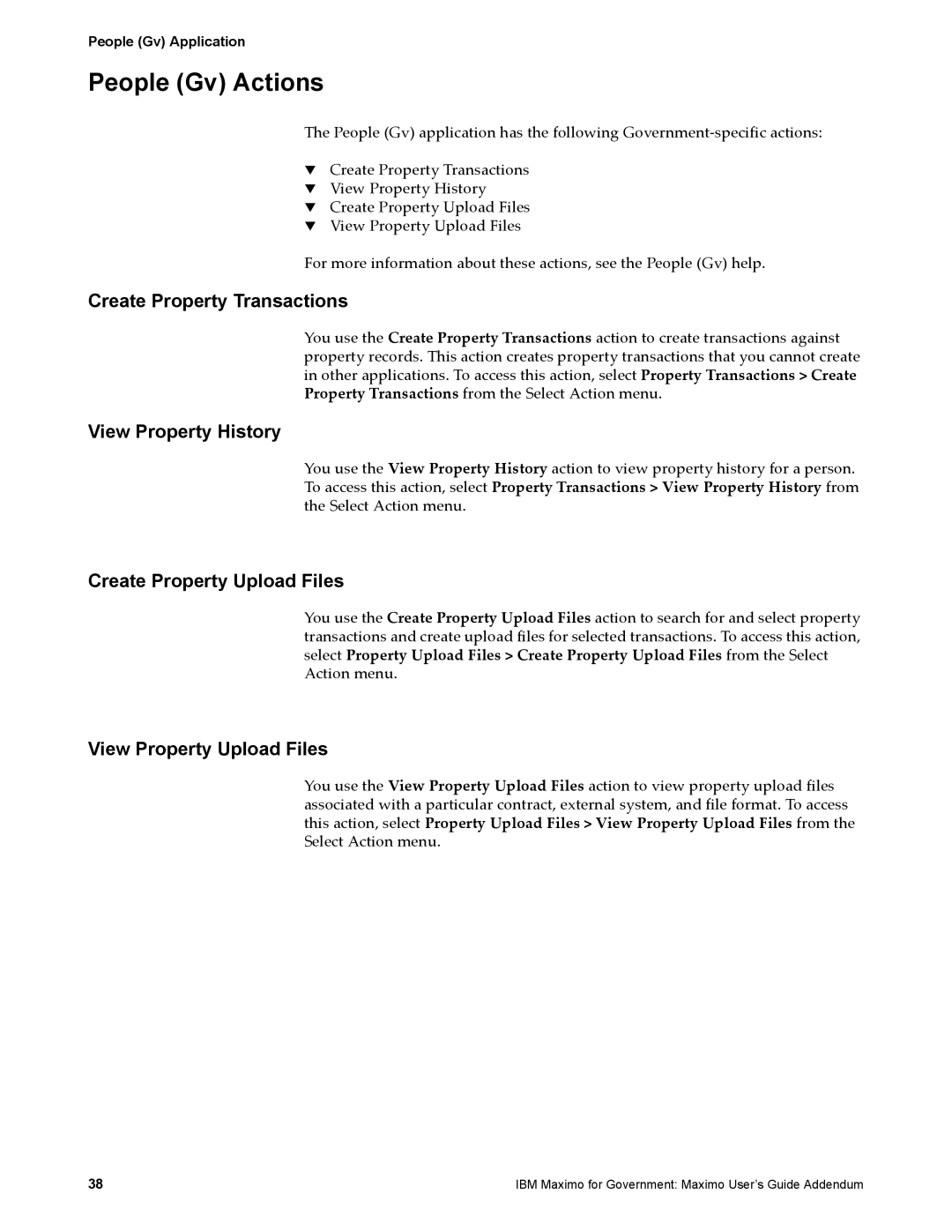 IBM SC23-8765-00 manual People Gv Actions, Create Property Transactions 