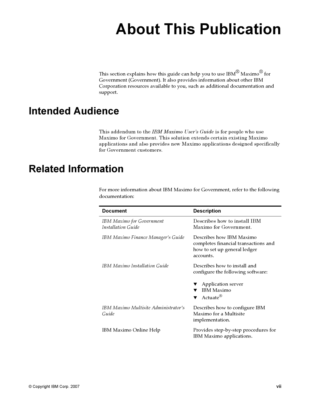 IBM SC23-8765-00 manual About This Publication, Intended Audience, Related Information, Document Description 