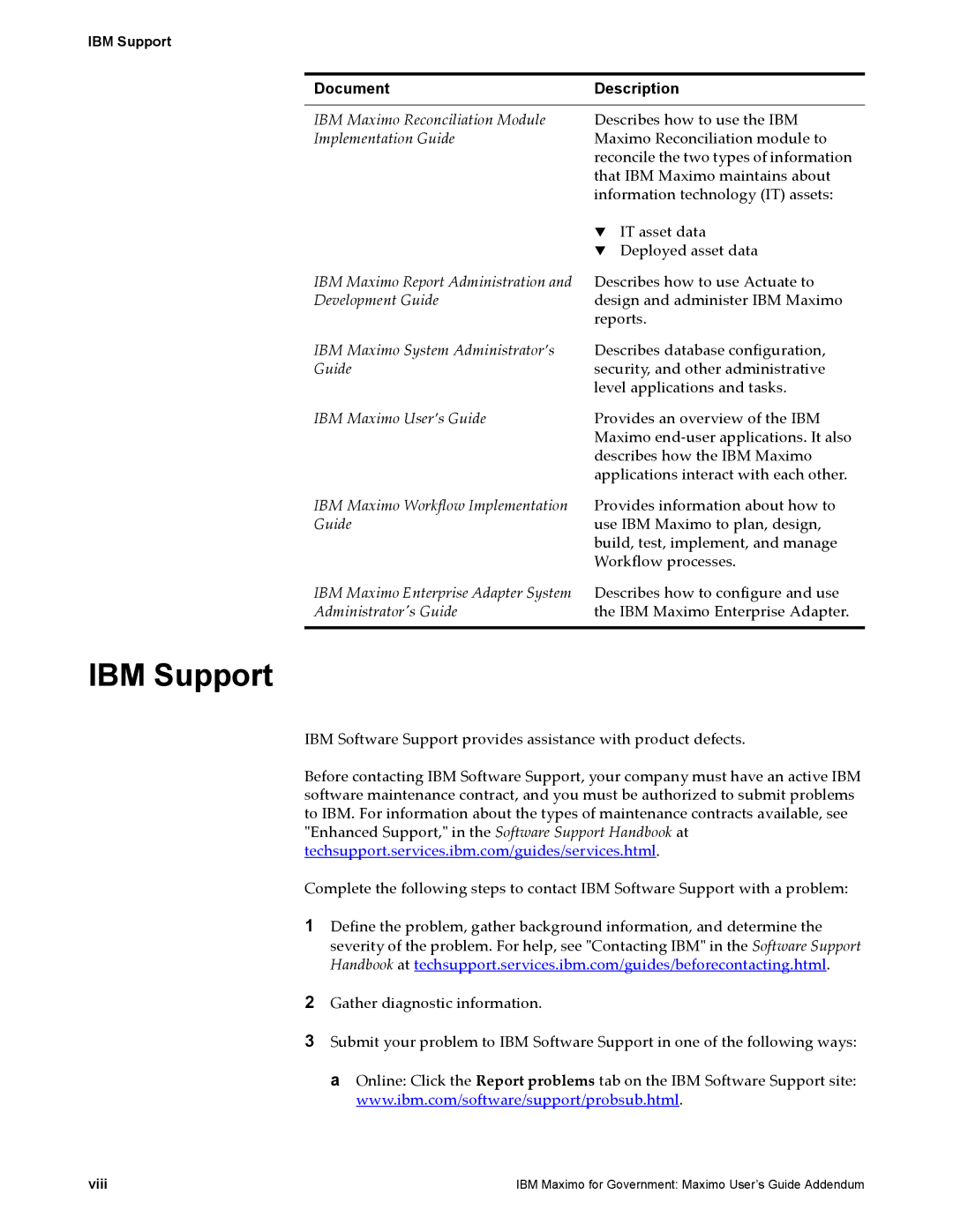 IBM SC23-8765-00 manual IBM Support 