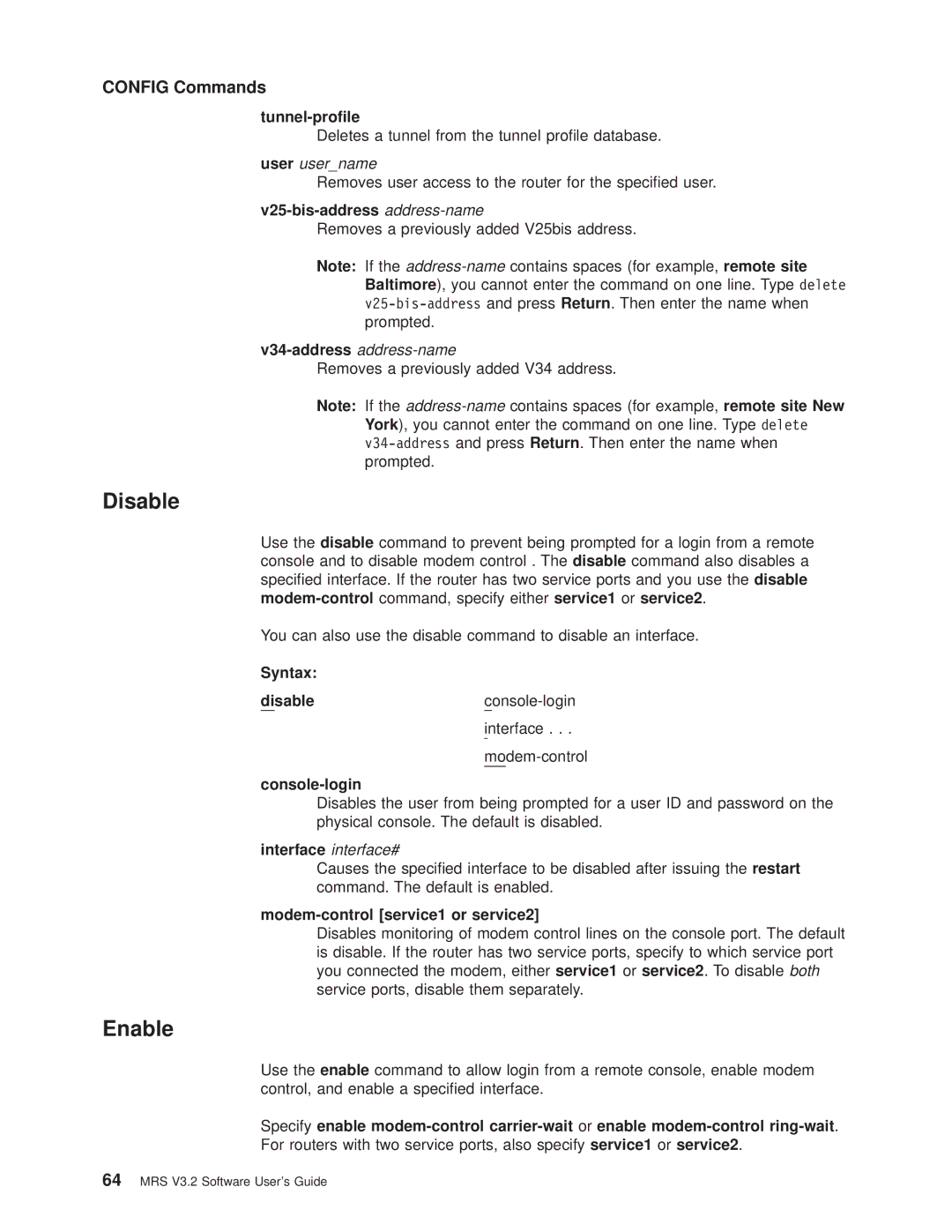 IBM SC30-3681-08 manual Disable, Enable 