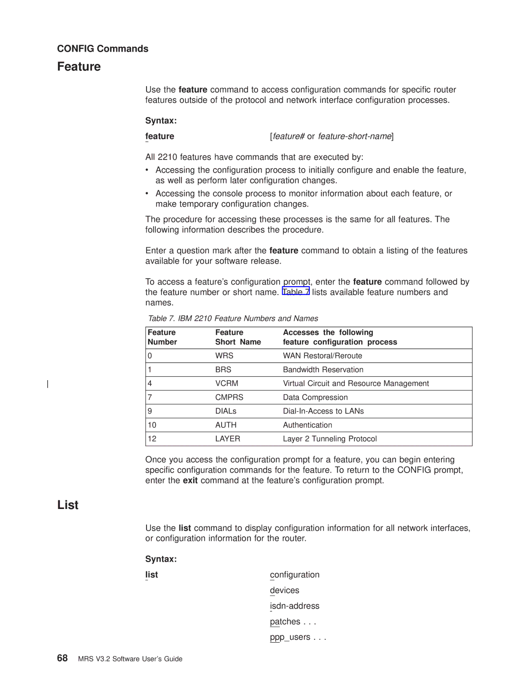 IBM SC30-3681-08 manual Syntax Feature, Feature# or feature-short-name, Syntax List 