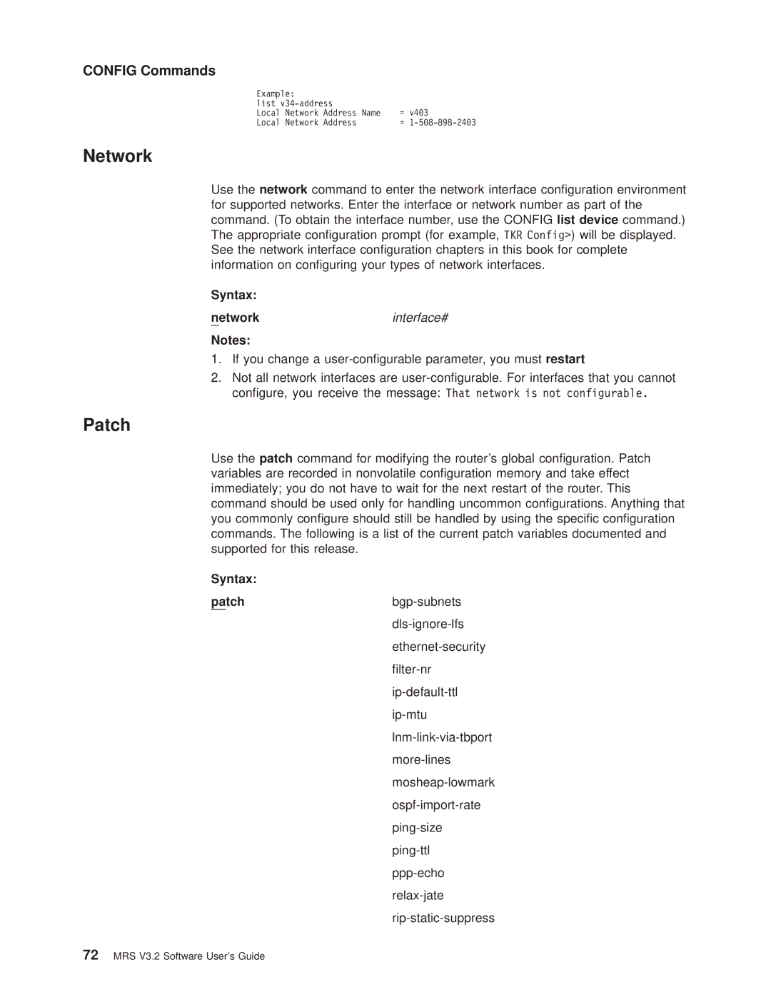 IBM SC30-3681-08 manual Networkinterface#, Syntax Patch 