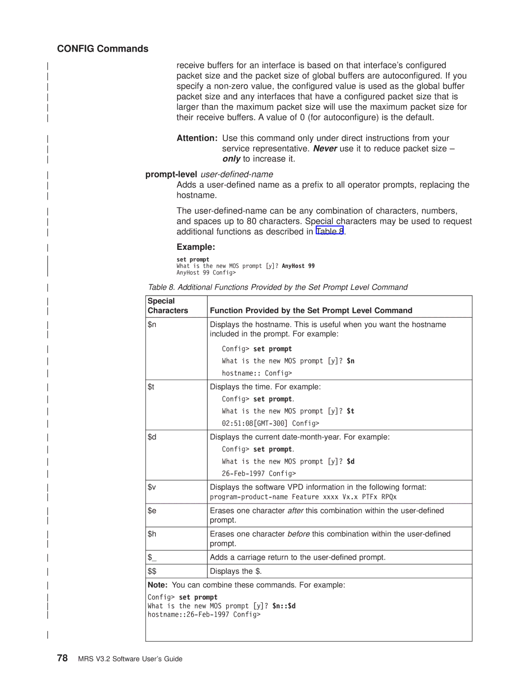 IBM SC30-3681-08 Only to increase it, Prompt-leveluser-dened-name, Additional functions as described in Table, Set prompt 