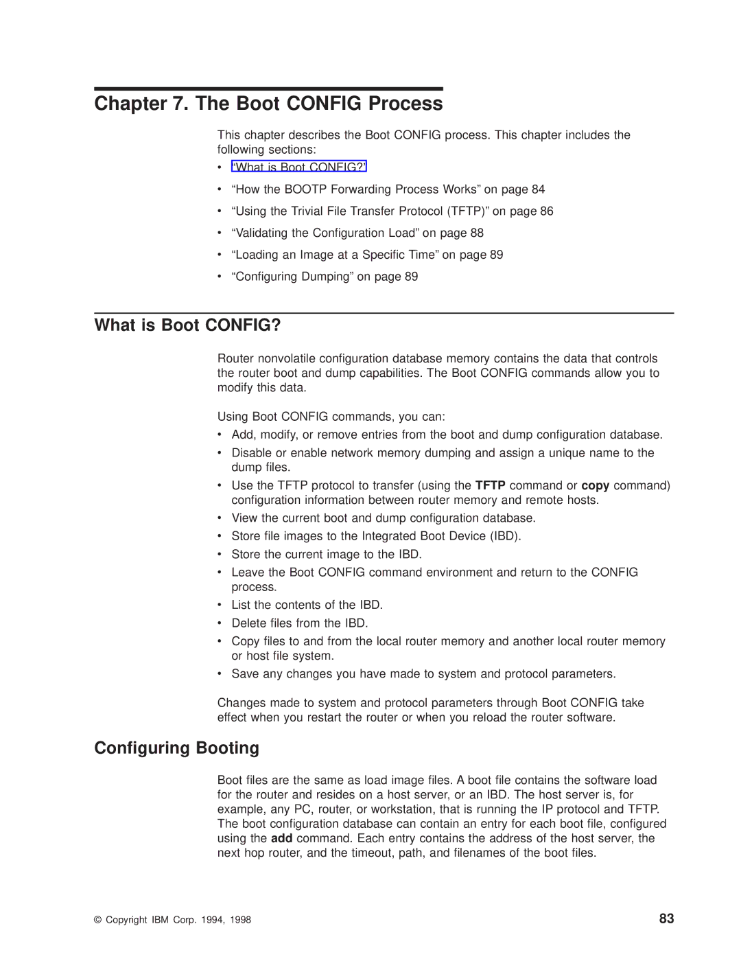 IBM SC30-3681-08 manual Boot Config Process, What is Boot CONFIG?, Conguring Booting 