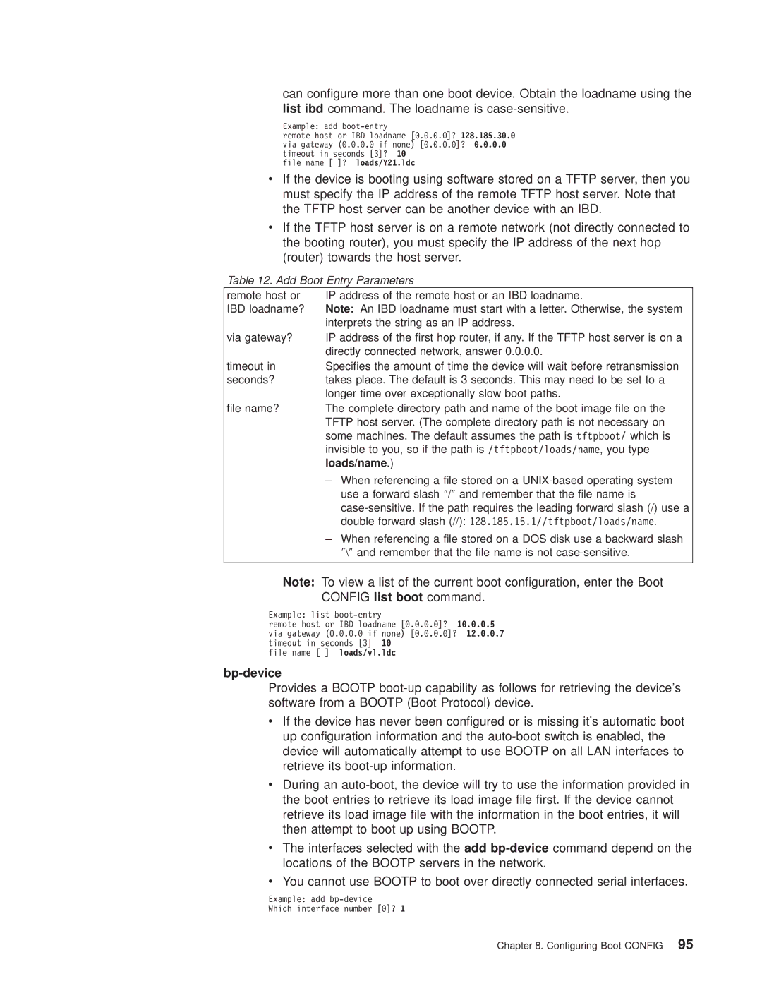 IBM SC30-3681-08 manual Bp-device, Add Boot Entry Parameters, Loads/name 