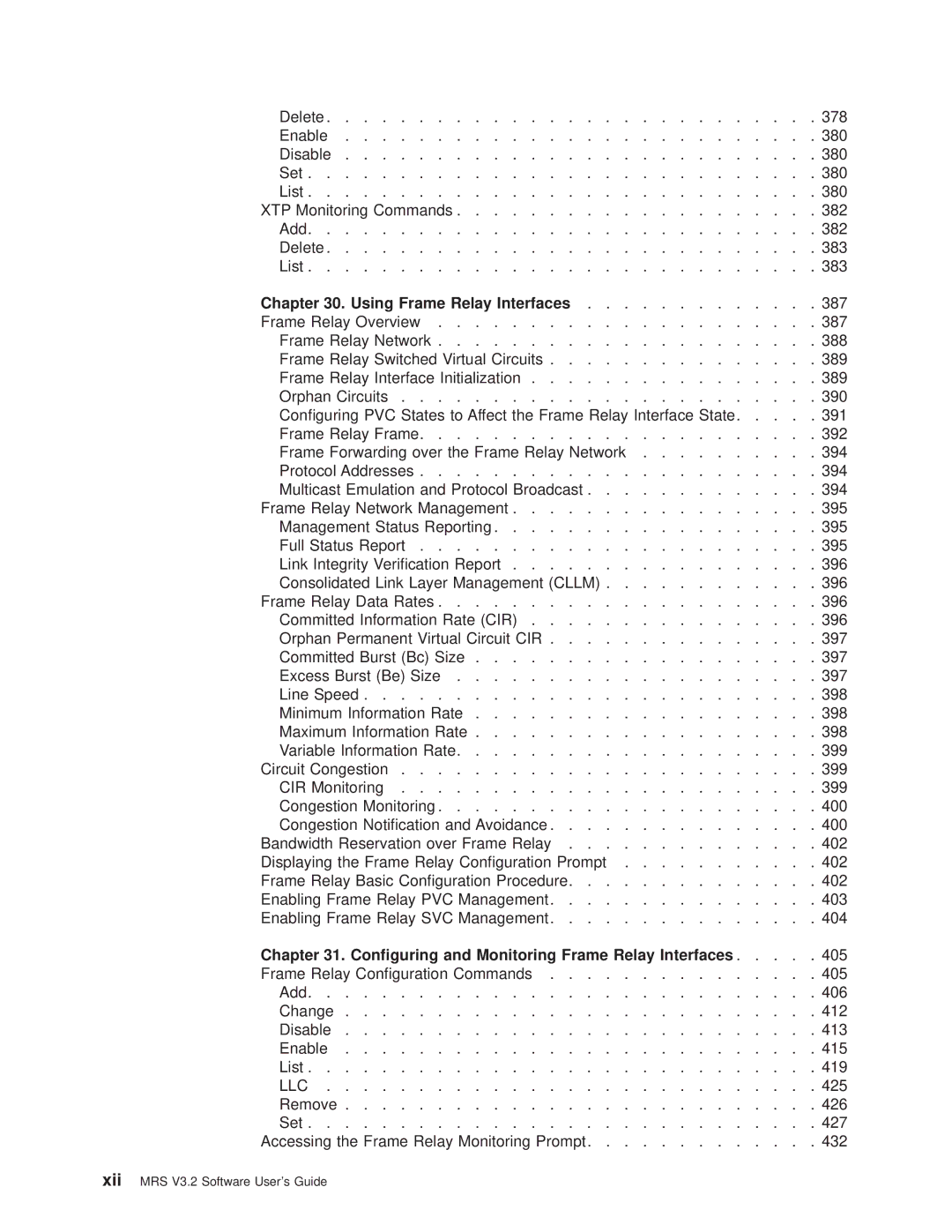 IBM SC30-3681-08 manual Using Frame Relay Interfaces, 387, Conguring and Monitoring Frame Relay Interfaces, 405, 425 