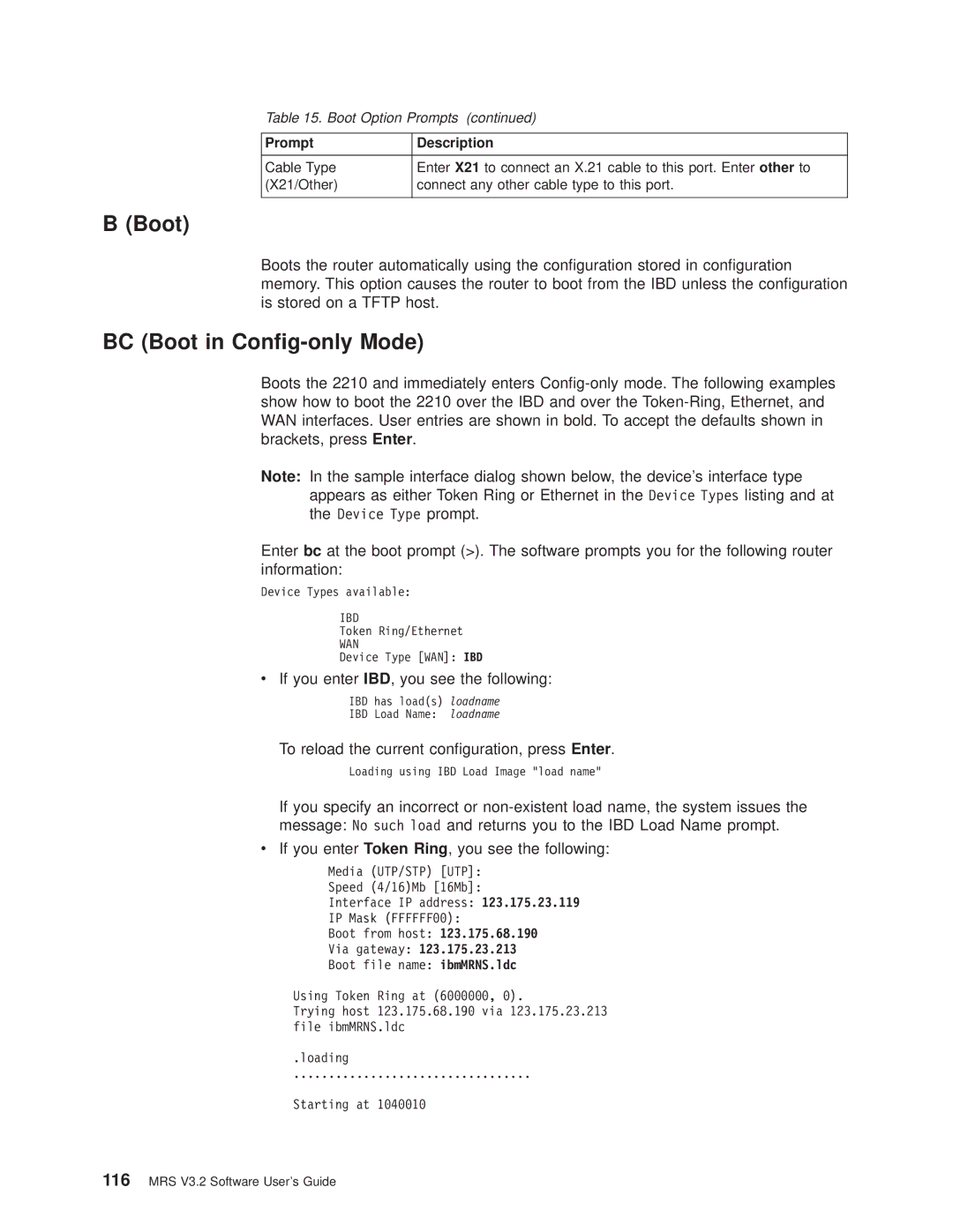 IBM SC30-3681-08 manual BC Boot in Cong-only Mode, If you enter IBD, you see the following 