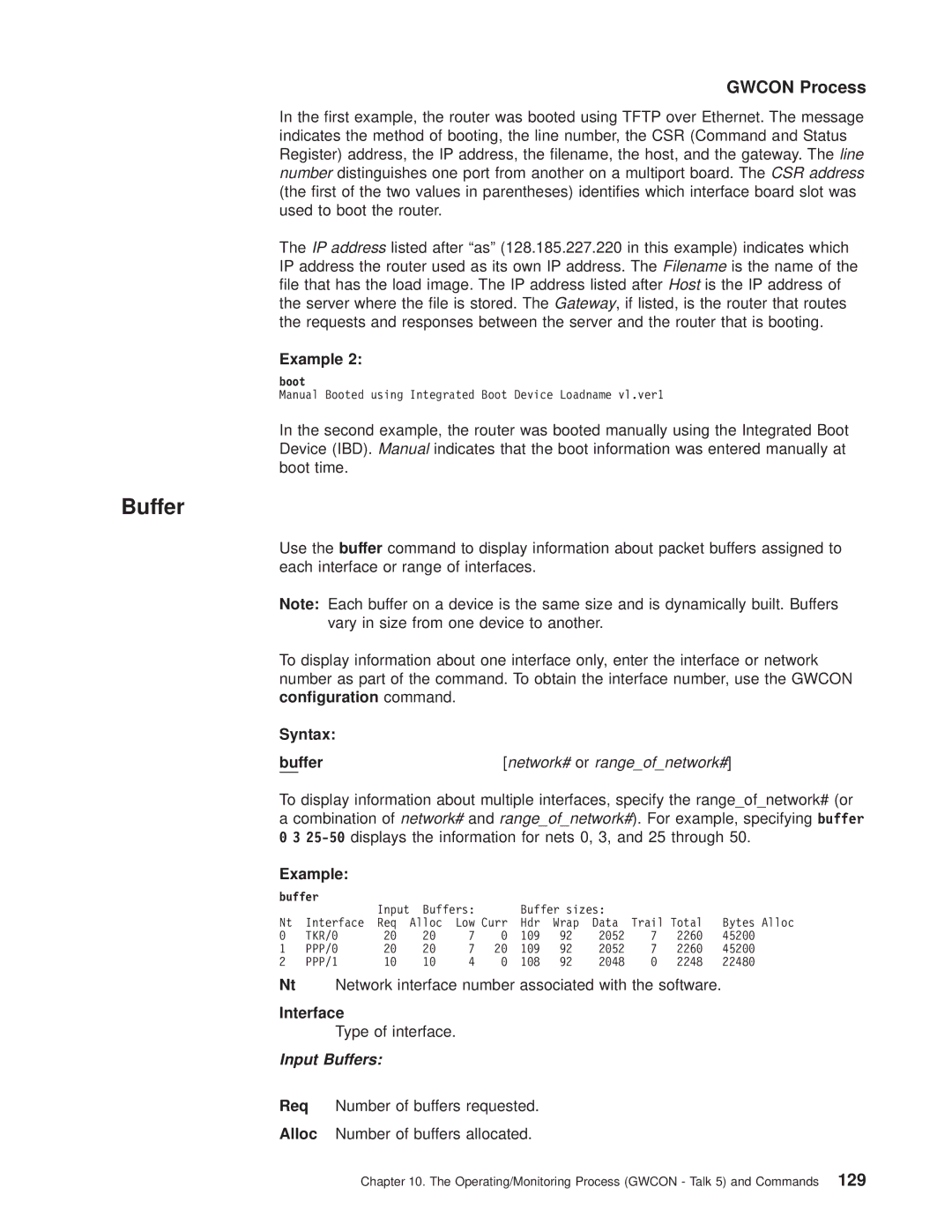 IBM SC30-3681-08 manual Syntax Buffer, Network# or rangeofnetwork#, Interface 