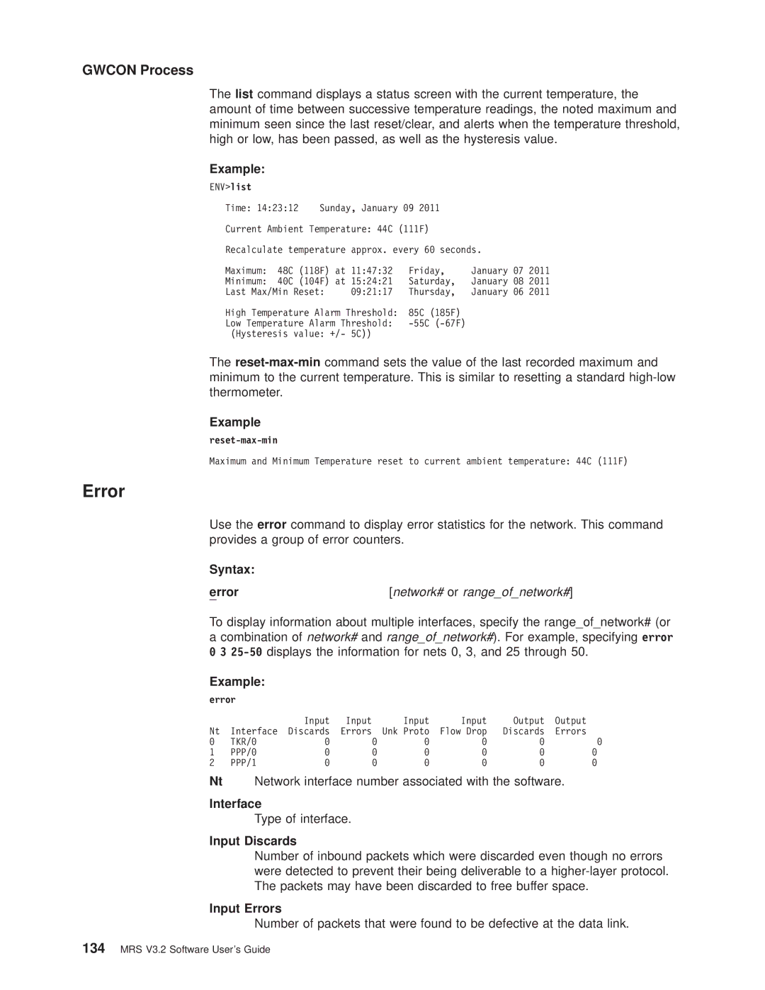 IBM SC30-3681-08 manual Syntax Error, Input Discards, Input Errors 