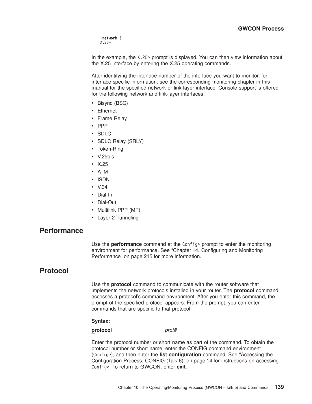 IBM SC30-3681-08 X.25 interface by entering the X.25 operating commands, Bisync BSC, Ethernet, Frame Relay, Token-Ring 