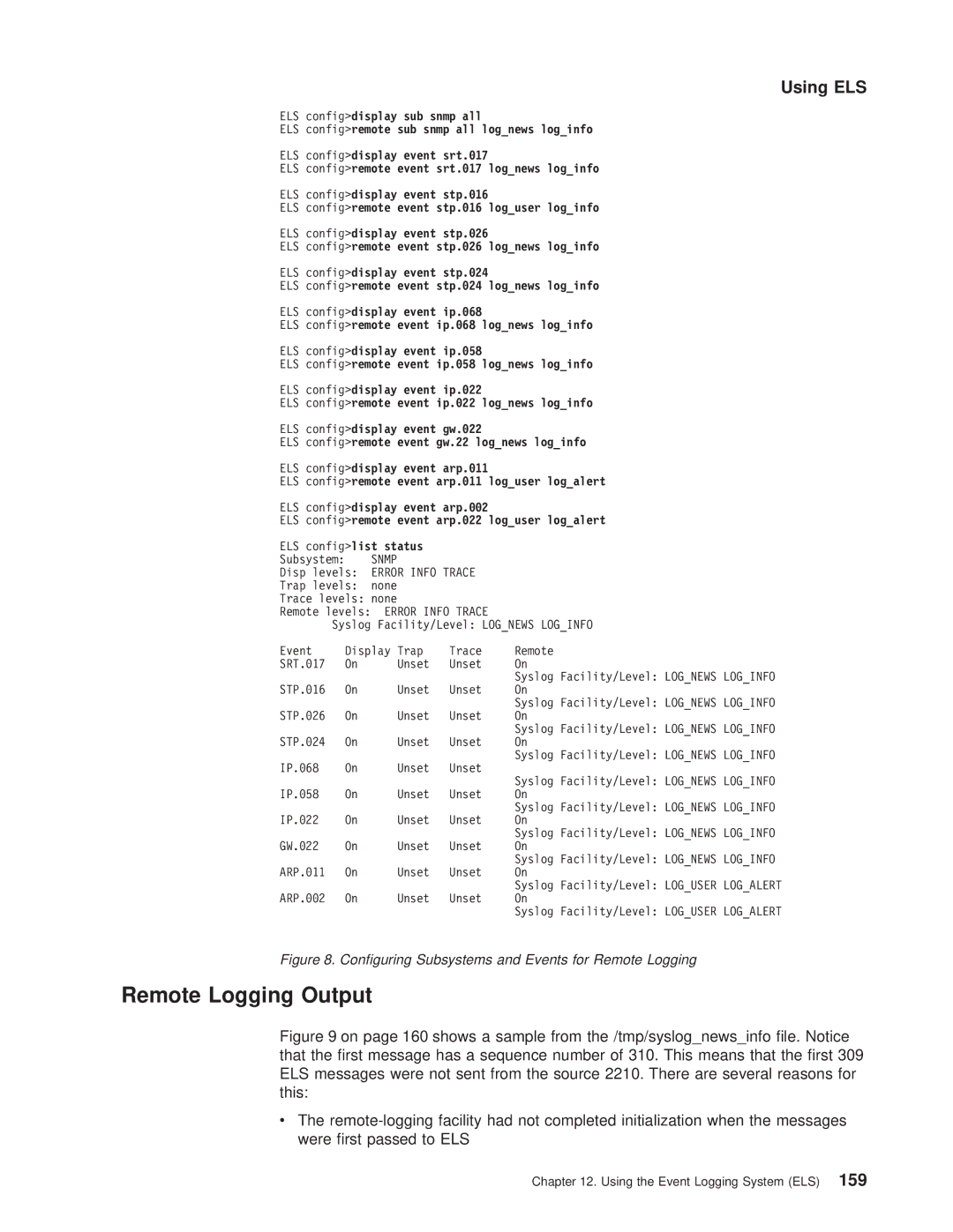 IBM SC30-3681-08 manual Remote Logging Output, Conguring Subsystems and Events for Remote Logging 