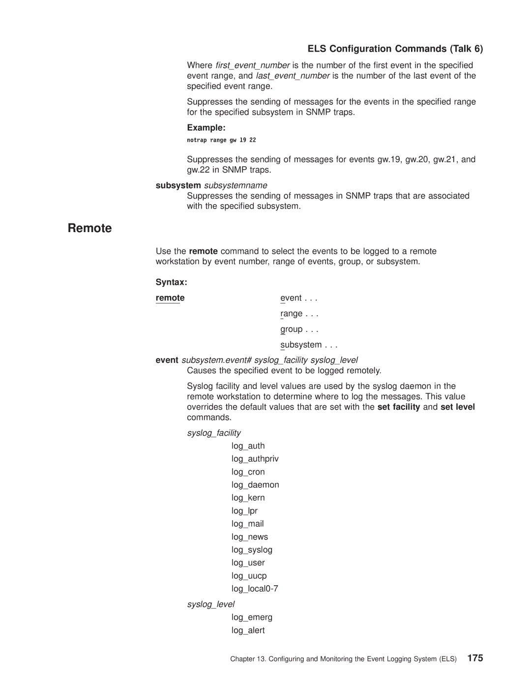 IBM SC30-3681-08 manual Remoteevent Range Group Subsystem, Notrap range gw 19 