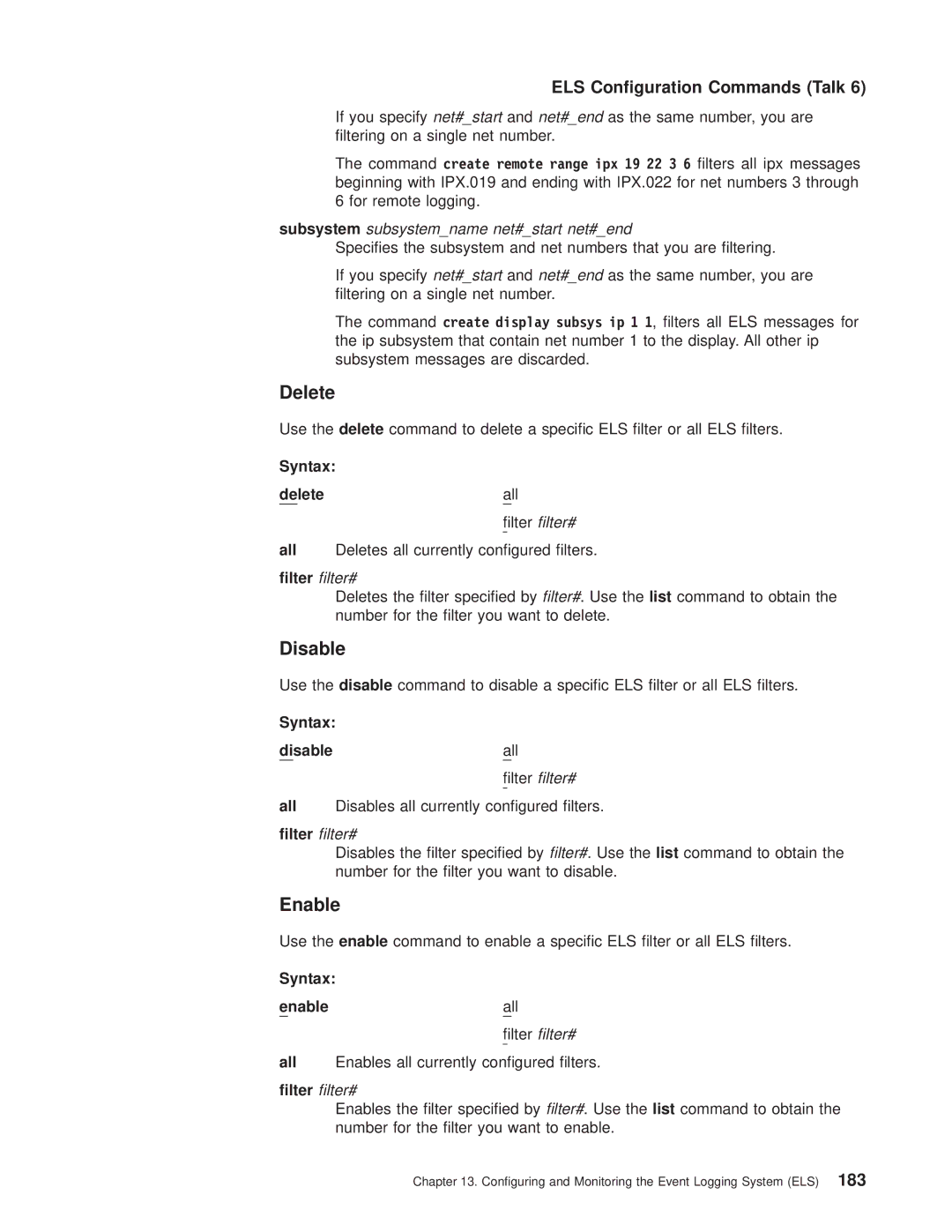 IBM SC30-3681-08 manual Delete, Disable, Enable 