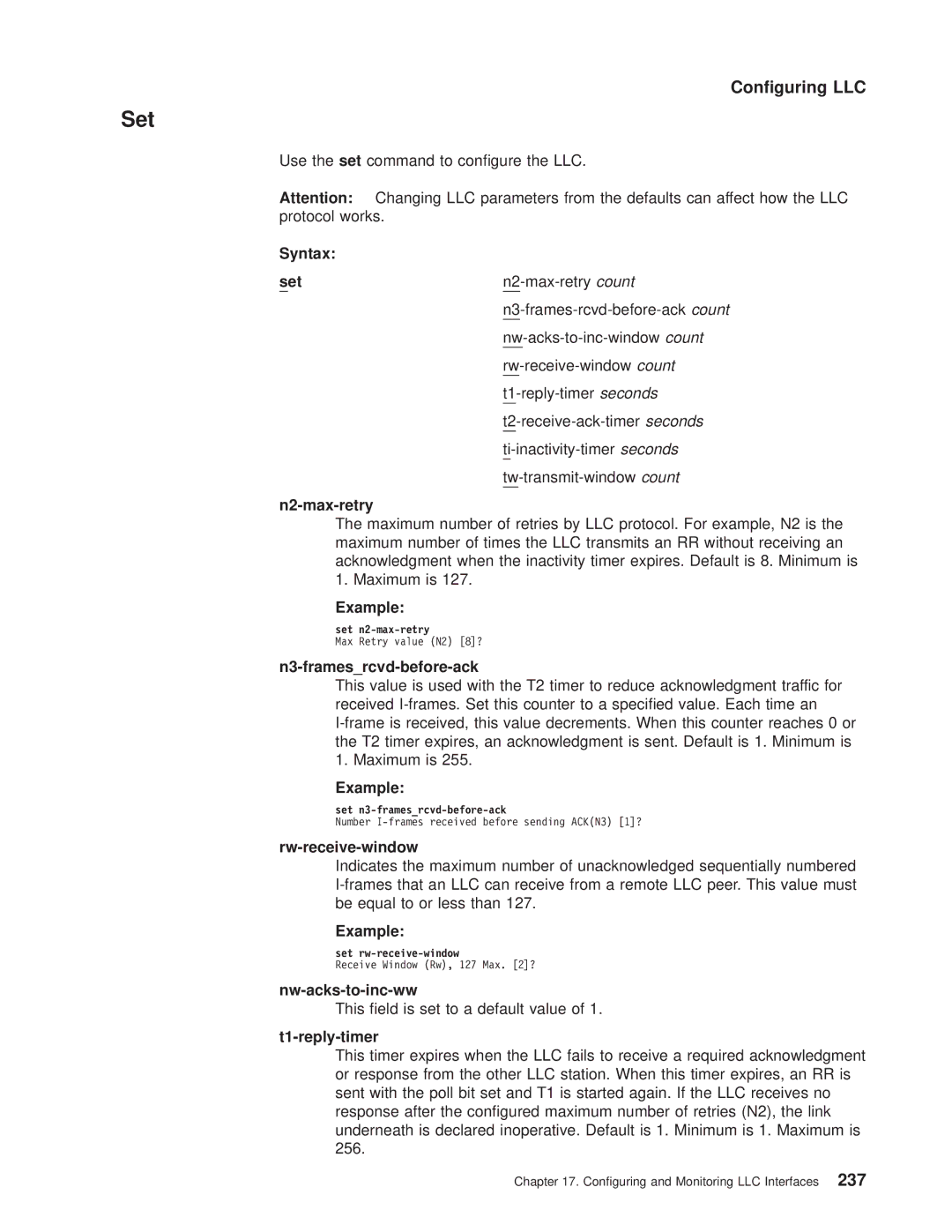 IBM SC30-3681-08 manual N2-max-retry, N3-framesrcvd-before-ack, Rw-receive-window, Nw-acks-to-inc-ww, T1-reply-timer 