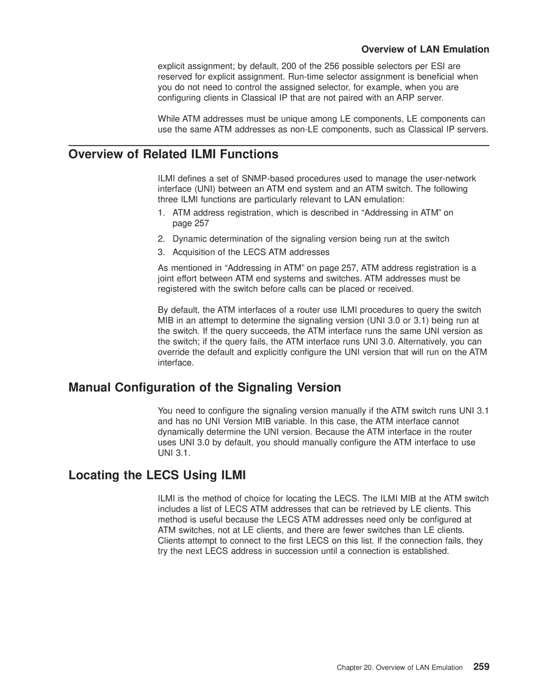 IBM SC30-3681-08 manual Overview of Related Ilmi Functions, Manual Conguration of the Signaling Version 