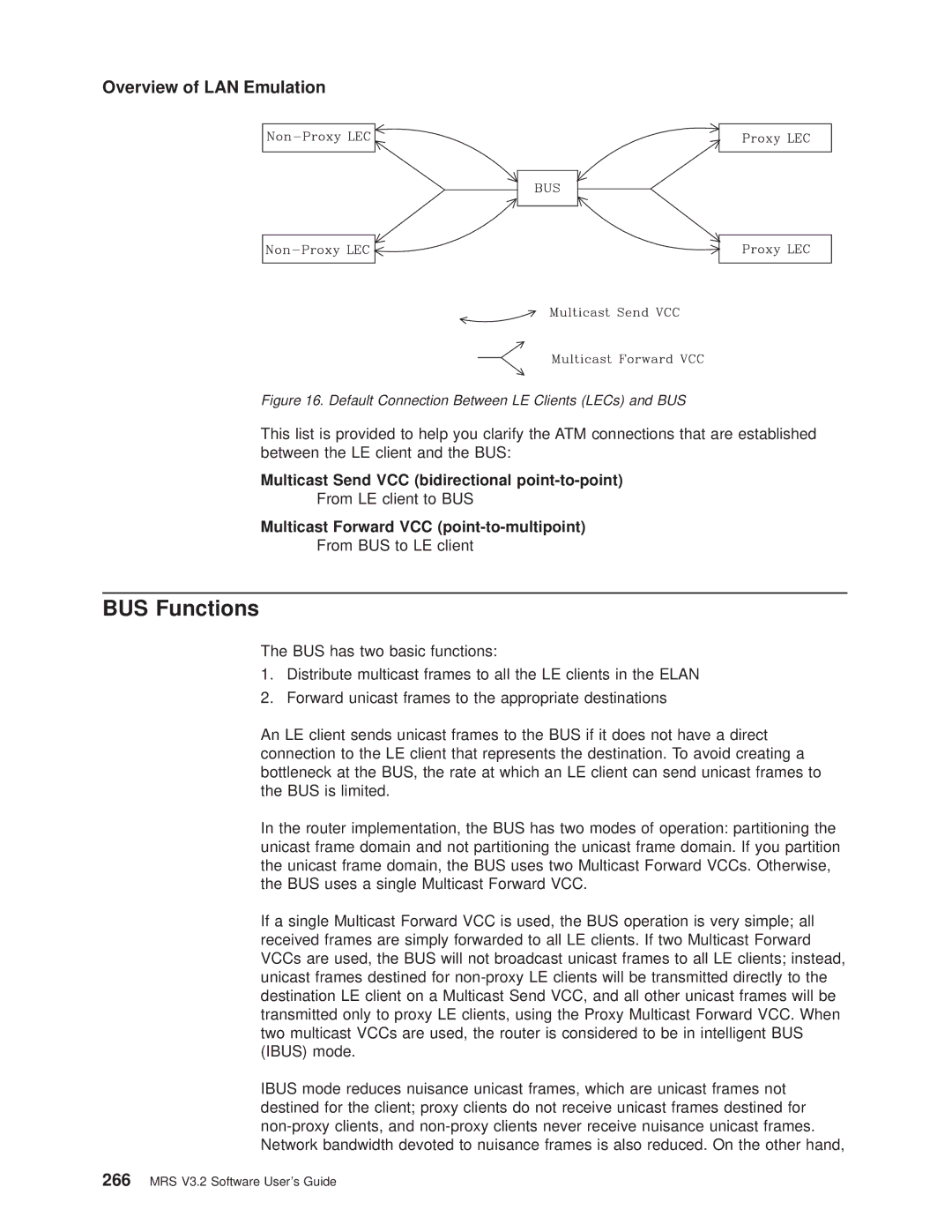 IBM SC30-3681-08 manual BUS Functions, Multicast Send VCC bidirectional point-to-point, From LE client to BUS 