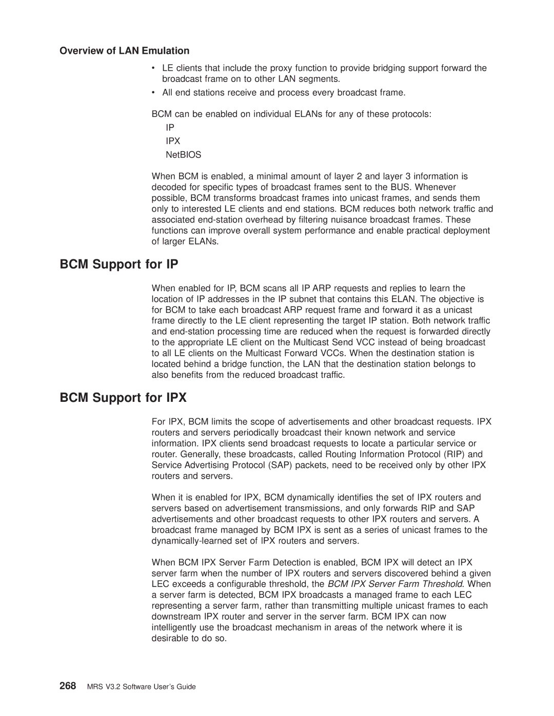 IBM SC30-3681-08 manual BCM Support for IPX 