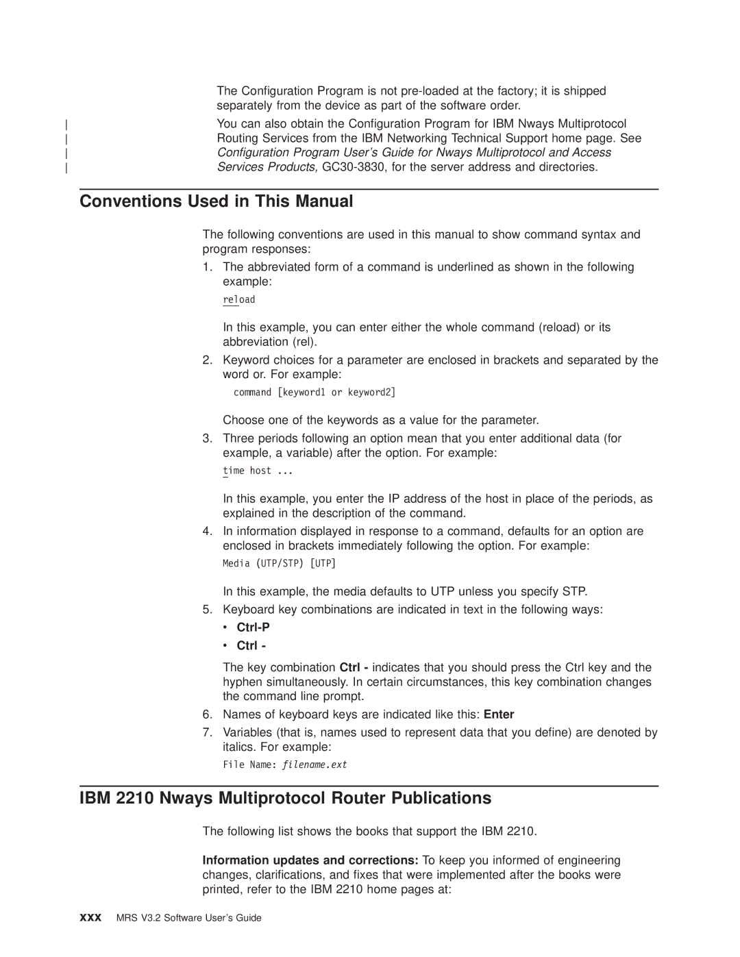 IBM SC30-3681-08 manual Conventions Used in This Manual, IBM 2210 Nways Multiprotocol Router Publications, Ctrl-P 