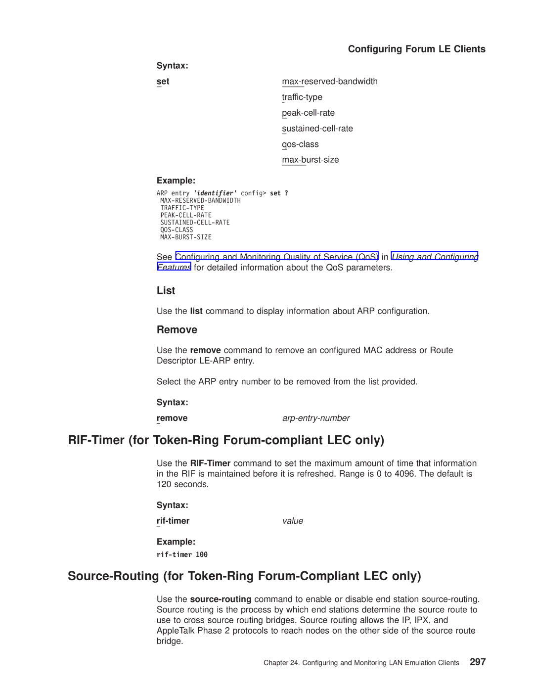 IBM SC30-3681-08 RIF-Timer for Token-Ring Forum-compliant LEC only, Source-Routing for Token-Ring Forum-Compliant LEC only 