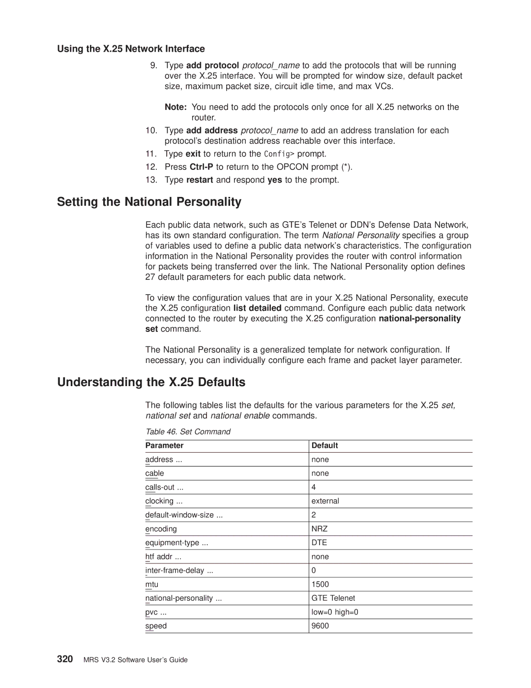 IBM SC30-3681-08 manual Setting the National Personality, Understanding the X.25 Defaults, Using the X.25 Network Interface 