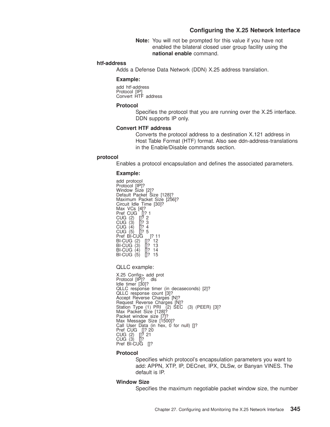 IBM SC30-3681-08 Htf-address, Adds a Defense Data Network DDN X.25 address translation, Convert HTF address, Qllc example 