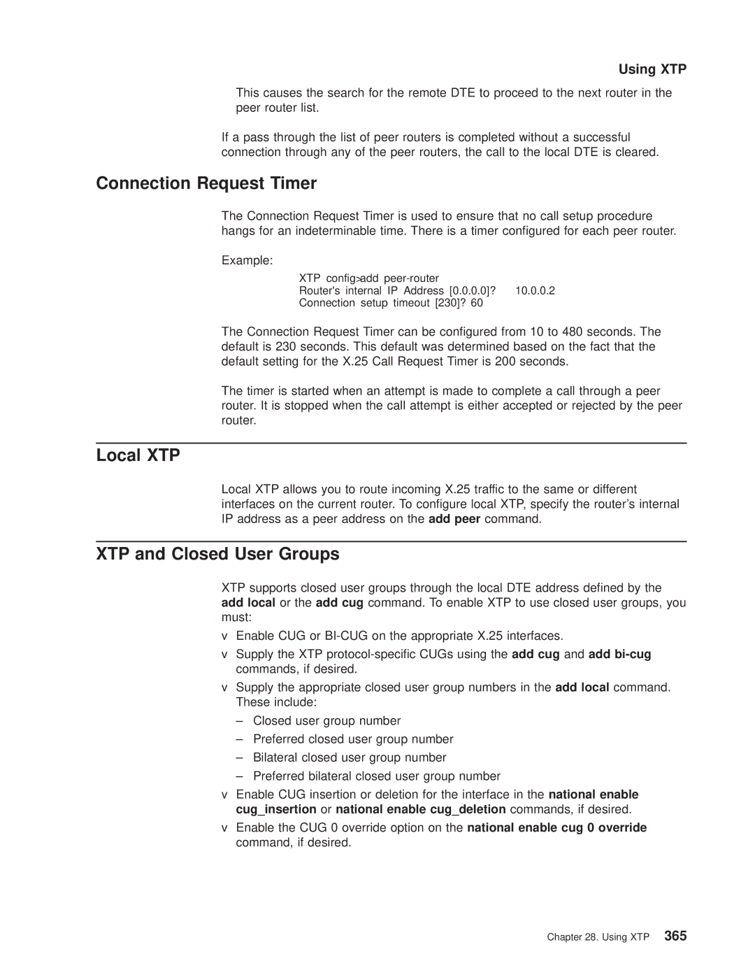 IBM SC30-3681-08 manual Connection Request Timer, Local XTP, XTP and Closed User Groups 