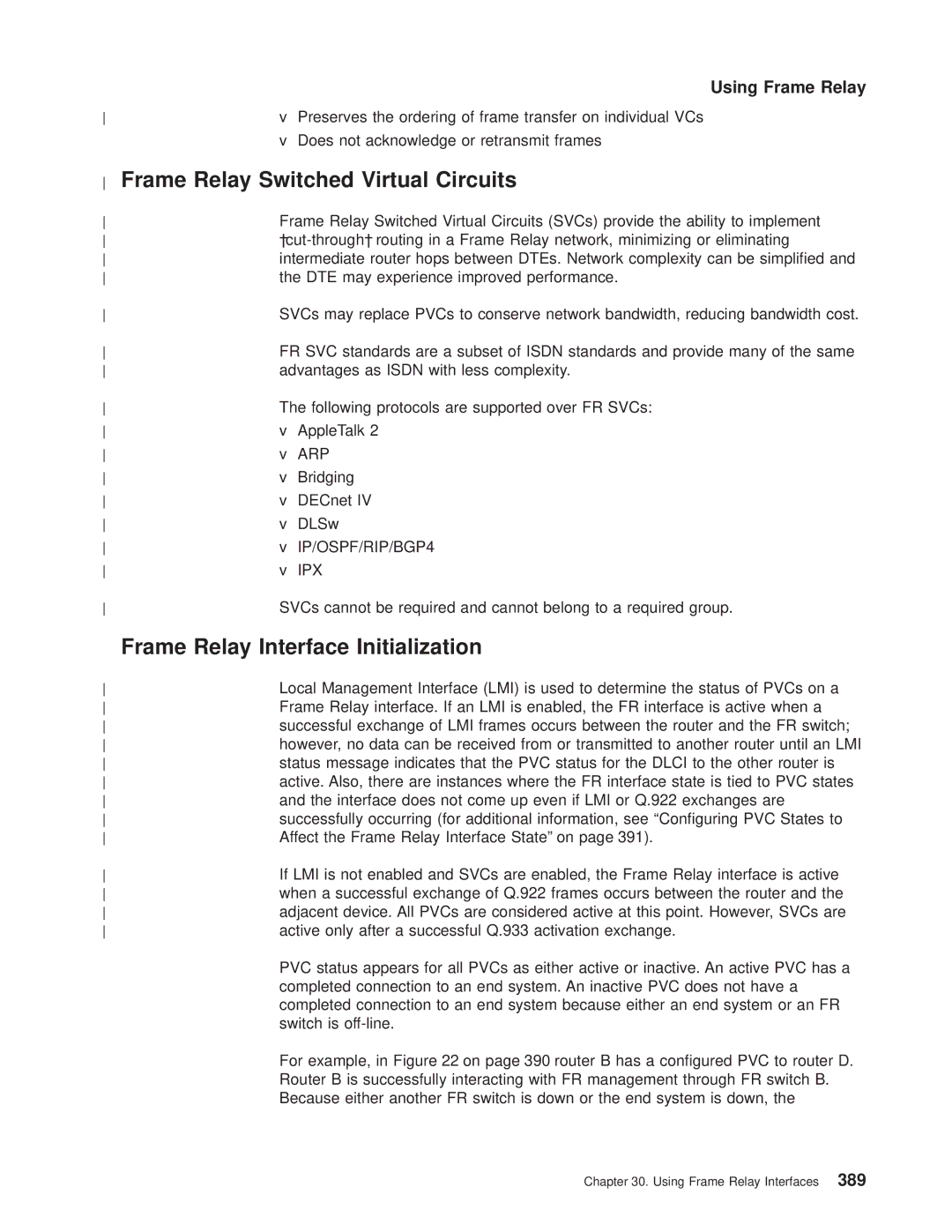 IBM SC30-3681-08 manual Frame Relay Switched Virtual Circuits, Frame Relay Interface Initialization 